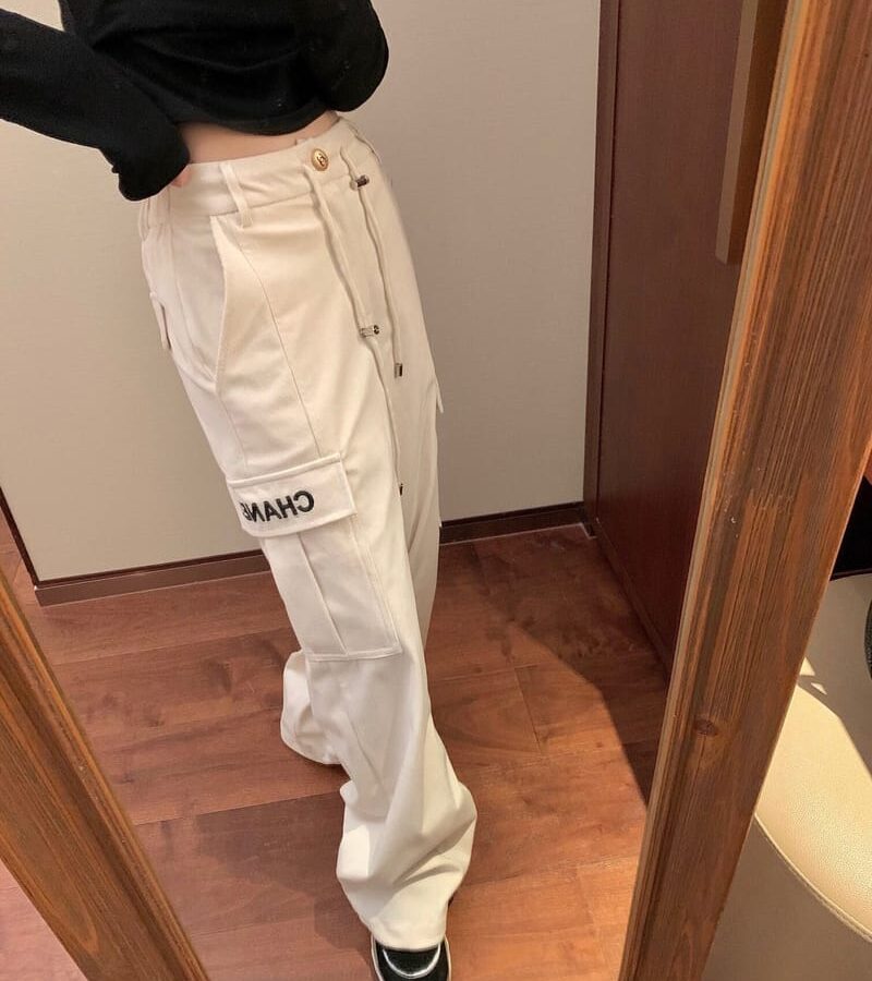 CHANEL 샤넬 코듀로이 슬림 카고팬츠