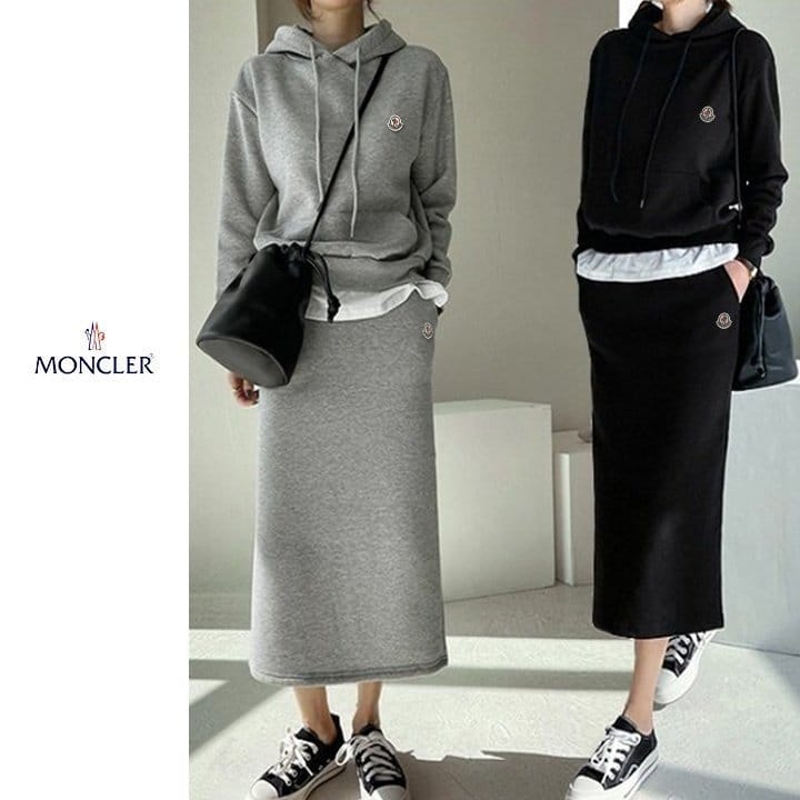 MONCLER 몽클레어 레이어드 후드 치마 세트