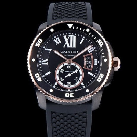 CARTIER 까르띠에 칼리브 드 블랙 다이얼 오토매틱 무브먼트 car0711 "다이버 카본 워치" 42mm 스틸 ADLC 러버 서브 세컨즈 블랙 다이얼 오토매틱 무브먼트 car1026- Cartier Calibre de Cartier Diver Carbon Watch!! Black Dial Automatic Movement