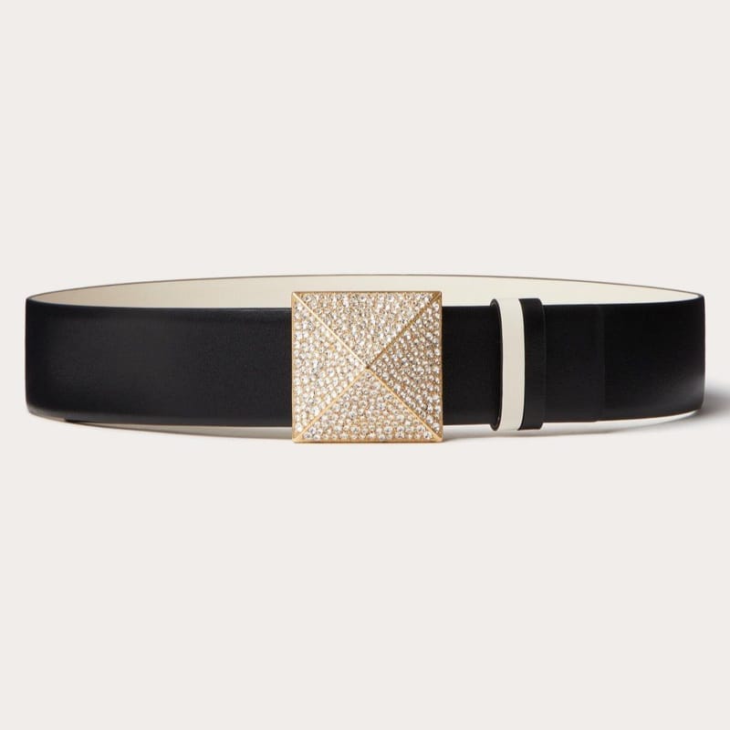 VALENTINO 발렌티노 원 스터드 리버시블 유광 송아지 가죽 벨트 (40mm)