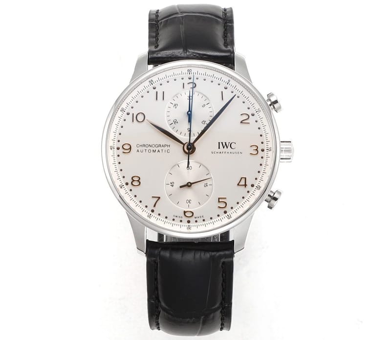 IWC 아이더블유씨 포르투기저 크로노그래프 화이트/로즈골드 다이얼 레더 스트랩 40mm IW371605