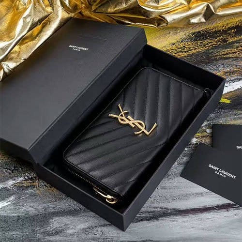 SAINT LAURENT 생로랑 마틀라쎄 모노그램 지퍼 어라운드 지갑 358094